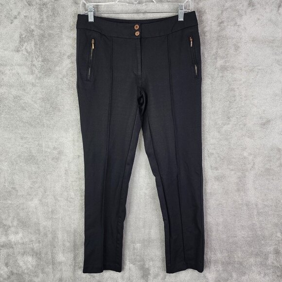 Womens Black ALFANI Dress Pants Side Zip Pockets Middle Seam Size 8 - Picture 1 of 14